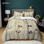 Panda Tekikate Multikakujuline Panda Tr&uuml;kitud Voodipesukomplekt Lastele Poistele T&uuml;drukutele Mikrokiud Armas Loomade Tekikate 2/3 tk T&auml;issuurus EU single(135x200cm)