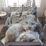 Ilves tekikott teismelistele Kuningas Metsloomad Voodipesukomplekt Suur kass Tekikate lastele Metsik Loom Loodus 3tk Voodipesukomplekt EU Single(135x200cm)