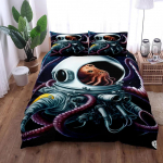 Space Squids lastele tekikott King Queen, kaheinimesevoodi, kaheinimesevoodi, &uuml;heinimesevoodiga voodipesukomplekt EU Single 135x200cm