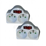 DUOPLUG_2x - 2 Biplite 2 Prises avec Interrupteur Int&eacute;gr&eacute; - 2x16A - 230V