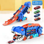 Dinosauruste transpordiveoki m&auml;nguasjad Kokkupandav rada Sulamist &uuml;mberkujundatav dinosauruste transport sulamist autokujulise m&auml;nguasjaga Kingitus lastele V&auml;ikelapsele Poiss NO box blue