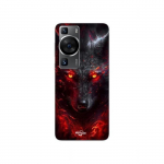 Coque Huawei P60 Loup noir feu rouge Maniacase