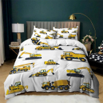 Laste Ekskavaator Traktor Veoauto Lastele Poistele T&uuml;drukute Magamistoa Kaunistus Ehitusmasin Joonis Tekikate Kraana Tekikate 135x200cm 2pcs gray