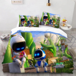 Astro Bot Armas multikas Voodipesukomplekt Tekikomplekt &Uuml;hekohaline Kahekohaline Voodi King Size Voodikomplekt T&auml;iskasvanud poisid Magamistuba Tekikott Padjap&uuml;&uuml;r 150X200cm-3pcs