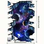 1 tk 60 * 90 cm/23,6 * 35,4 tolli, 3D, Starry Planet, seinakleebis, magamistuba ja elutuba, dekoratiivmaal tumesinine v&auml;rv