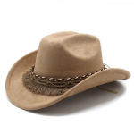 Suede kaabu, villane jazzkaabu, Briti silinder, roosa &uuml;he s&otilde;naga topp, &uuml;hev&auml;rviline l&auml;&auml;ne kauboi kaabu. M（56-59cm）