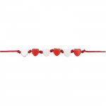 165 perles coeur 5 x 7 mm - blanc et rouge
