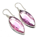 Natural Pink Kunzite Gemstone 925 Sterling Silver Jewelry Earring 2.29 j6a96