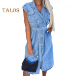 Naiste teksas&auml;rkkleit varrukateta, n&ouml;&ouml;pideta rev&auml;&auml;riga teksakleit vabaaja suvine A-joonega lipsuga v&ouml;&ouml;kohakleit t&ouml;&ouml;le kontoripeoks XL helesinine v&auml;rv