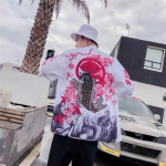 Unisex retro Ukiyoe kimonokardigan: Jaapani-Hiina segu, lai l&otilde;ige, 3/4 varrukad M