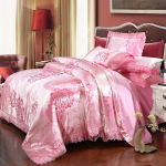 Euroopa Satiin Jacquard voodipesukomplekt - pitsiga &auml;&auml;ristatud, 4-osaline komplekt 1.5m Bed 4-Piece Set Quilt Cover 200*230