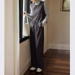 Kaheosaline &uuml;likond ja hobuse klamber naiste s&uuml;gise uue stiili p&uuml;kste temperamendi terve komplekt r&otilde;ivaid 2XL