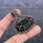 Black Tourmaline Handmade Copper Wire Wrap Jewelry Pendant 2.01 e3d21