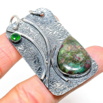 Ruby in Fuchsite, Diopside Ethnic 925 Sterling Silver Jewelry Pendant 2.36 b2i21