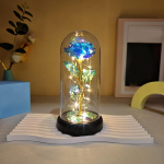 1 Komplekt Helendav Pulma Galaktika Roosi Dekoratsioon Kunstlilled LED Punane Roos S&otilde;brap&auml;eva Kingitus Roos Akr&uuml;&uuml;lkuplis Stend