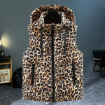 Moodsad Talvised Soojad Vestid Meestele Varrukateta Parkad Kapuutsiga Vabaaja Paksud Suurused &Uuml;ler&otilde;ivad Meeste Jakid 2XL leopard