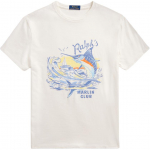 Polo Ralph Lauren SS24 Kirjaline Tuunikala Prindiga Vabaaja &Uuml;mmarguse Kaelusega L&uuml;hikeste Varrukatega T-s&auml;rk Meeste Topid Nevis-Island-Off-White MNPOTSH1N822314-100 S