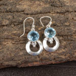 Taevasinised topaasist k&otilde;rvar&otilde;ngad v&auml;&auml;riskividega ehted, 925 prooviga t&auml;is h&otilde;bedast k&otilde;rvar&otilde;ngad, k&auml;sitsi valmistatud ehted s&uuml;nnikivi k&otilde;rvar&otilde;ngad, kingitus emale 1.50 Inches sinine