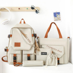 5-osaline seljakott, &otilde;lakott, crossbody kott, pliiatsikott, seljakoti komplekt, koos kandekoti ja v&auml;ikese kotiga, suur mahutavus, kerge ja hingav, v&auml;listingimusteks K 1 set beige