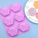 3D k&auml;sitsi valmistatud seebi silikoonvorm 6-osaline mesilase kujuga vorm k&auml;rgstruktuuriga isetehtud koogivorm