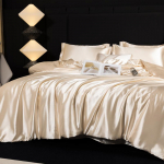 Luksuslik 100% mooruspuu siidist 4-osaline voodipesukomplekt Kahepoolne satiinsiinist tekikott & pinguldatud lina & padjap&uuml;&uuml;rid Esmaklassiline siidist kodutekstiil 1.2m 3Pcs Set