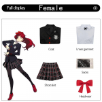 M&auml;ngu Persona 5 Ren Amamiya Akira Kurusu Kost&uuml;&uuml;m Cosplay Meeste Koolivorm Unisex Halloweeni &Uuml;likond Jakk Peo Must &Uuml;likonna Komplekt S
