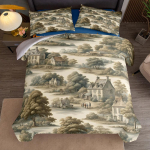 Prantsuse maaelu Toile de Jouy kunsttekikatte komplekt UK &uuml;hekohaline kahekohaline Queen US kaheinimese t&auml;issuurus King suurus voodipesukomplekti hulgas 140x200cm gray