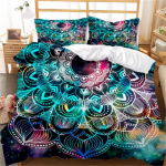Boheemlaslik Mandala Tekikottide Komplekt &Uuml;heinimese, Queen, King, T&auml;issuurus, Sinine Boho Chic Mikrofiibrist Voodipesu Komplekt Poistele, T&uuml;drukutele, Lastele ja Teismelistele Eu Twin 135x200cm
