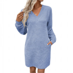 Women's fashionable casual long-sleeved dress S