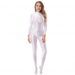 L&auml;ikiv naiste kehasukk Veniv Seksikas T&auml;ispikk Pikkade Varrukatega Kombinesoon Lukuga L&auml;ikiv Sile Leotard Catsuit Tantsupraktika Klubi Postitants 180cm valge