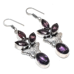 Natural Amethyst Gemstone 925 Sterling Silver Jewelry Earring 2.44 g1i81