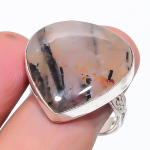 Natural Black Rutile Gemstone 925 Sterling Silver Jewelry Ring Size 9 k0l63