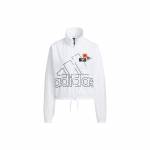Adidas Logoprindiga lukuga p&uuml;stkrae jakk naistele Jakid Valge HM5289 XL