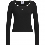 Adidas Originals Adicolor S&uuml;gis Talv 24 Kollektsioon Logo Liibuv Ruudukujulise Kaelusega Pika Varrukaga Kootud Top Naiste topid Must JM8052 L