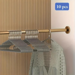 10 tk Raskekaalulised Libisemiskindlad Metallist Riidepuud &Otilde;lakaeltega, Musta V&auml;rviga Pihustatud Viimistlus - Ideaalne T&otilde;husaks Kapi ja Riietekapi Korraldamiseks 10Pcs Non-slip Hanger hall v&auml;rv