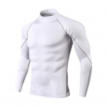 Meeste sportlik 3D Slim Fit k&otilde;rge elastsusega krae Kiiresti kuivav pikkade varrukatega Slim Fit Compression figuuri kujundav j&otilde;usaali jooksu korvpalli T-s&auml;rk XXXL must