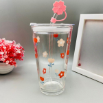 Armsad klaasist joogitopsid k&otilde;rrega kuumakindlad kohvi piima vee joogitopsid kaanega k&otilde;rrega mahl smuuti k&uuml;lmad joogid k&otilde;rrega veetops 1 tk 401-500ml