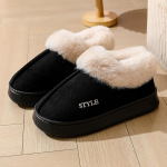 Unisex s&uuml;gistalv suur paksu p&otilde;hjaga siseruumides seemisnahast sussid Meeste vabaaja sametkarusnahast puuvillased kingad Naiste libisemisvastased sussid paaridele 36-45 44-45(one size smaller) must