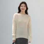 Sinofude Women's Round Neck Mohair Blend Sweater S