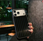 Luksuslik Sle &Auml;ri J&auml;&auml;tunnetusega Sulam 3D Laineline Triip Kohvri&uuml;mbris IPhone 17 Pro Max 16 15 14 Pro Max jaoks Kukkumisvastane Kaitsekate iPhone 15 must