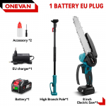 ONEVAN Harjadeta Elektriline Teleskoopvars Kettsaag K&otilde;rgete Oksade Saag &Otilde;litaja Aiat&ouml;&ouml;riist L&otilde;ikur Pruning J&otilde;ut&ouml;&ouml;riist 1 Battery EU Plug