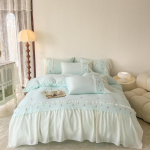 Ins printsessi stiilis voodipesukomplektid Volangpitsist lipsuga tekikate Romantiline voodipesu kaunistus Naiste t&uuml;drukute magamistuba Tekikate 4tk Flat Bed Sheet&Double 180x220cm