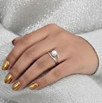 &Uuml;mmargune valge p&auml;rliga statement-s&otilde;rmus, 925 sterlingh&otilde;be, minimalistlikud ehted, lubaduss&otilde;rmus naistele 12 h&otilde;be