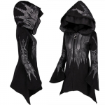 Naiste gooti kapuutsiga jope Street Goth punk stiilis must pika kapuutsiga Harajuku dressipluusid &uuml;lisuured lukuga Y2K &uuml;ler&otilde;ivaste topid XXXXXL must