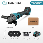 YOFIDRA 125mm Harjadeta Nurklihvmasin 3 K&auml;iku Juhtmeta Metallipuidu Lihvimiseks Poleerimiseks L&otilde;ikamiseks T&ouml;&ouml;riist Makita 21V Aku Pinni jaoks 1 Battery-EU Plug