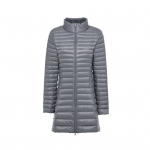 Naiste keskmise pikkusega kerge udusulejakk - S&uuml;gis/Talv, p&uuml;stkrae, &uuml;hev&auml;rviline, Korea mood, suuremad suurused, slim fit. XL hall v&auml;rv