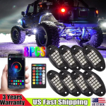 Kvaliteetsed 8-mooduliga RGB LED kivivalgustid APP-juhtimiseks Jeepi maastikuauto veoauto UTV ATV kere alla rattavalgustid Auto LED-&scaron;assii riba