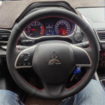 For Mitsubishi Outlander ASX L200 Mirage 2013-2016 Hand-stitched black Leather Non-slip Car steering Wheel Cover style 1