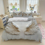 White Wings Voodipesukomplekt Tekikott Komplekt Tekikott Padjap&uuml;&uuml;rikud Magamistoa Kaunistuseks S&uuml;nnip&auml;evakingitus Halloweeni J&otilde;ulukingitus EU Single(135*200cm)3pcs