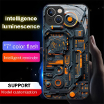 Luksuslik sinine ruudumustriga helendav klaasist LED helendav helistustulega telefoni&uuml;mbris kate iPhone Air 17 16 E 15 14 13 12 Pro Max Plus jaoks iPhone17 Pro